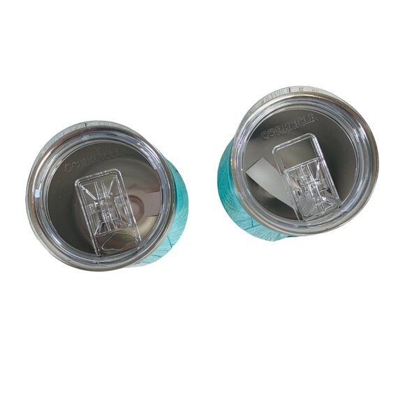 Corkcicle Stemless Wine Glass Tumbler 12 oz Cup Set of 2 Mug Tiffany Blue Lid - Picture 5 of 13